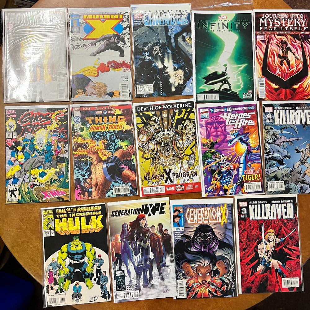 Lot of 14 Marvel Comics - Mutant X , Killraven , Incredible Hulk , The Thing Com